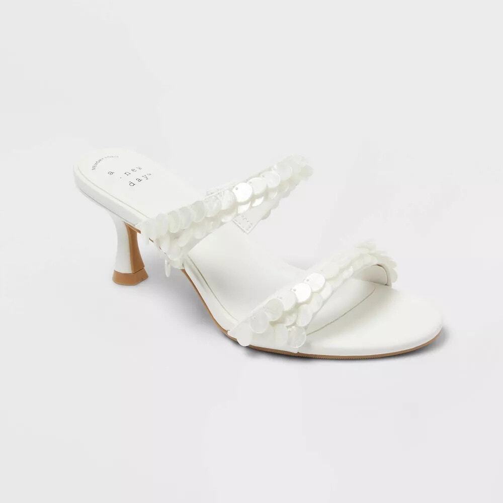 Women’s Paige Heels with Memory Foam Insole - A New Day - White 6.5